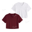 Pack Of 2 Crop V-Neck T-Shirt