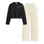 Cream Cargo With Crop Full Sleeves T-Shirt