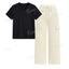 Cream Cargo With V-Neck T-Shirt
