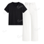 White Wide Leg Jeans With V-Neck T-Shirt