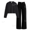 Black Wide Leg Jeans With Crop Full Sleeves T-Shirt