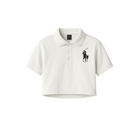 Crop Polo With Polo Print