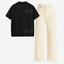 Beige Baggy Jeans With Oversized Drop Shoulder T-Shirt