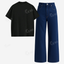 Darkblue Baggy Jeans With Oversized Drop Shoulder T-Shirt