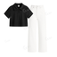 White Baggy Jeans With Crop Polo