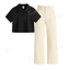 Beige Baggy Jeans With Crop Polo