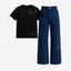 Darkblue Baggy Jeans With Regular T-Shirt