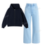 Ice blue Baggy Jeans With Oversized Zipper