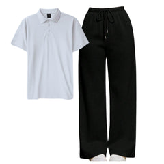 Polo Tee With Straight Leg Trouser