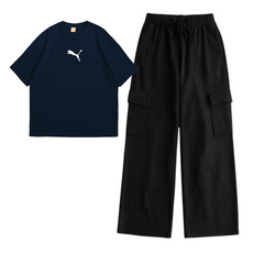 Cargo Trouser with Puma Navy Blue Oversized tee