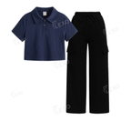 Black Cargo With Crop Polo