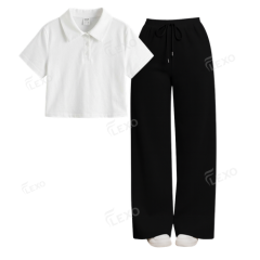 Black Flapper With Crop Polo