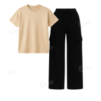 Black Cargo With Regular T-Shirt