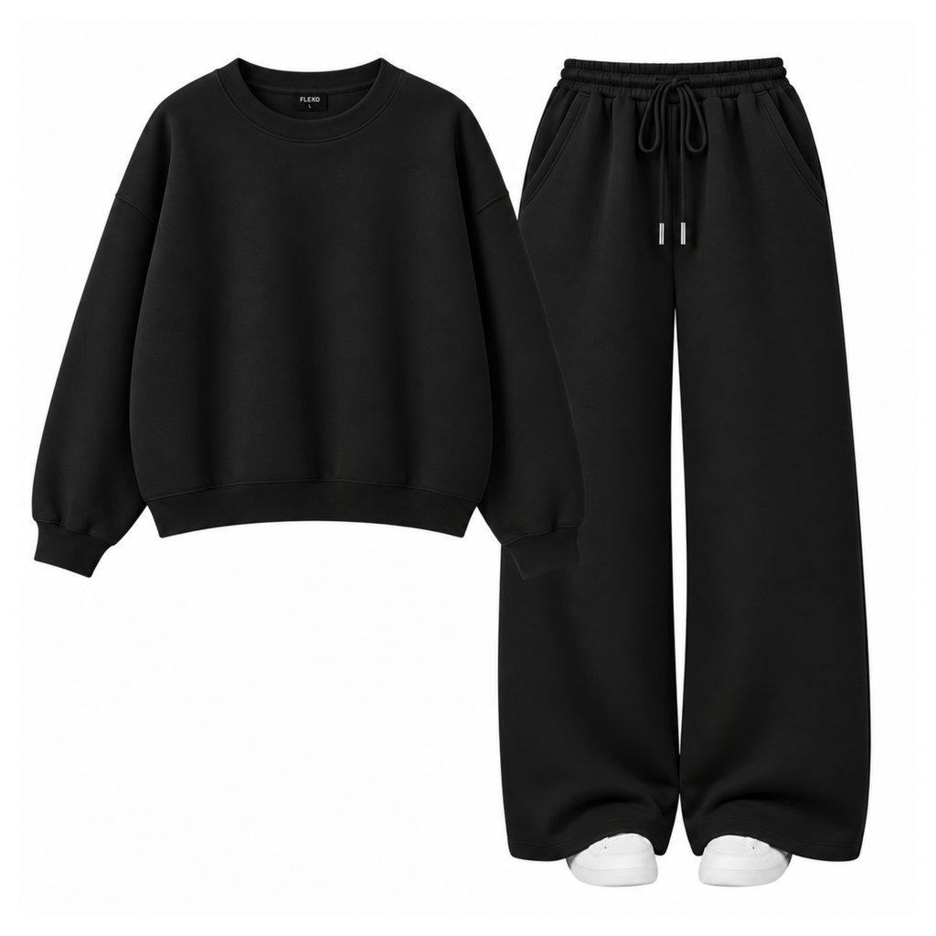 Black Straight Leg Trouser With Oversized Sweatshirt