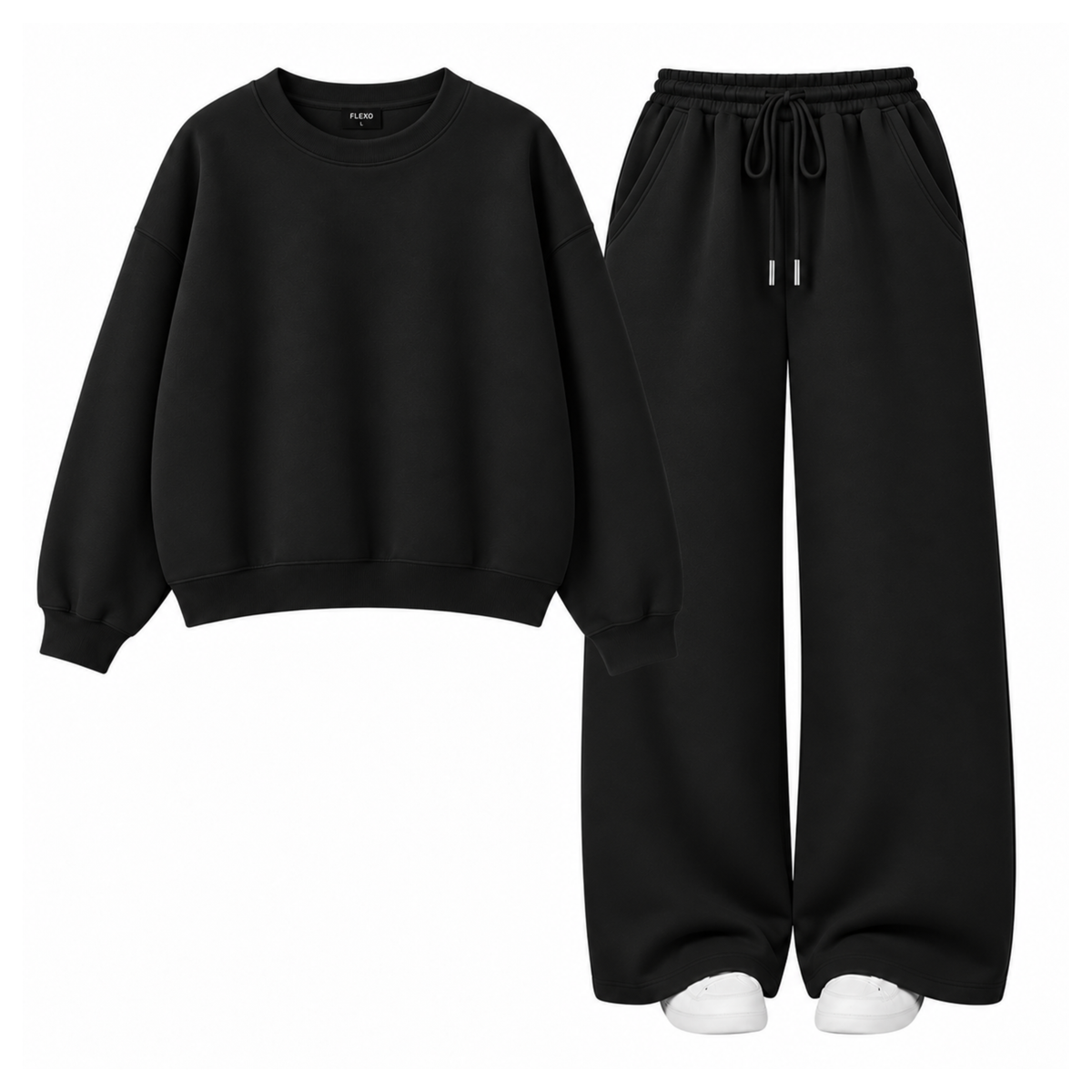 Black Straight Leg Trouser With Oversized Sweatshirt