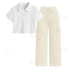 Cream Cargo With Crop Polo