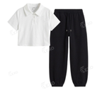 Black Sweatpant With Crop Polo