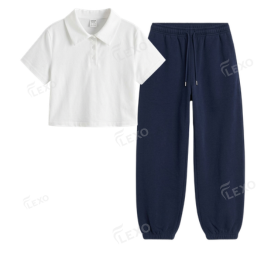Navyblue Sweatpant With Crop Polo