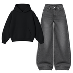 Black Vintage Baggy Jeans With Oversized Hoodie