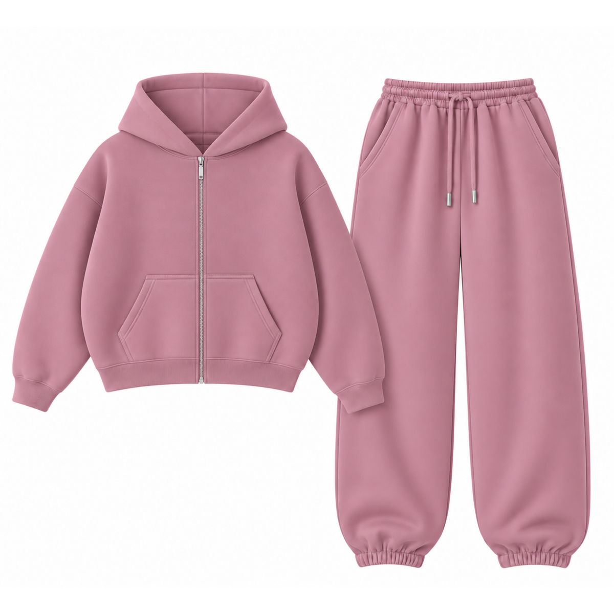 Mauve Oversized Sweatpant With Oversized Zipper Main image