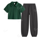Charcoalgrey Sweatpant With Crop Polo