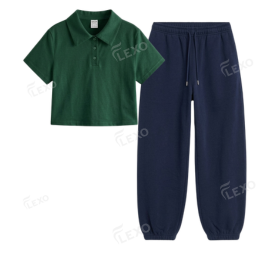 Navyblue Sweatpant With Crop Polo