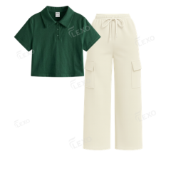 Cream Cargo With Crop Polo