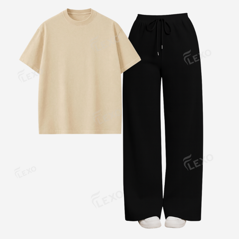 Black Flapper With Oversized Drop Shoulder T-Shirt