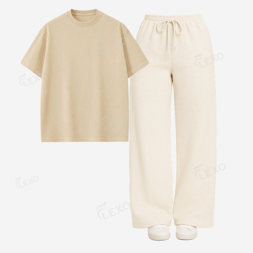 Cream Flapper With Oversized Drop Shoulder T-Shirt
