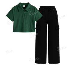Black Cargo With Crop Polo