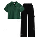 Black Cargo With Crop Polo