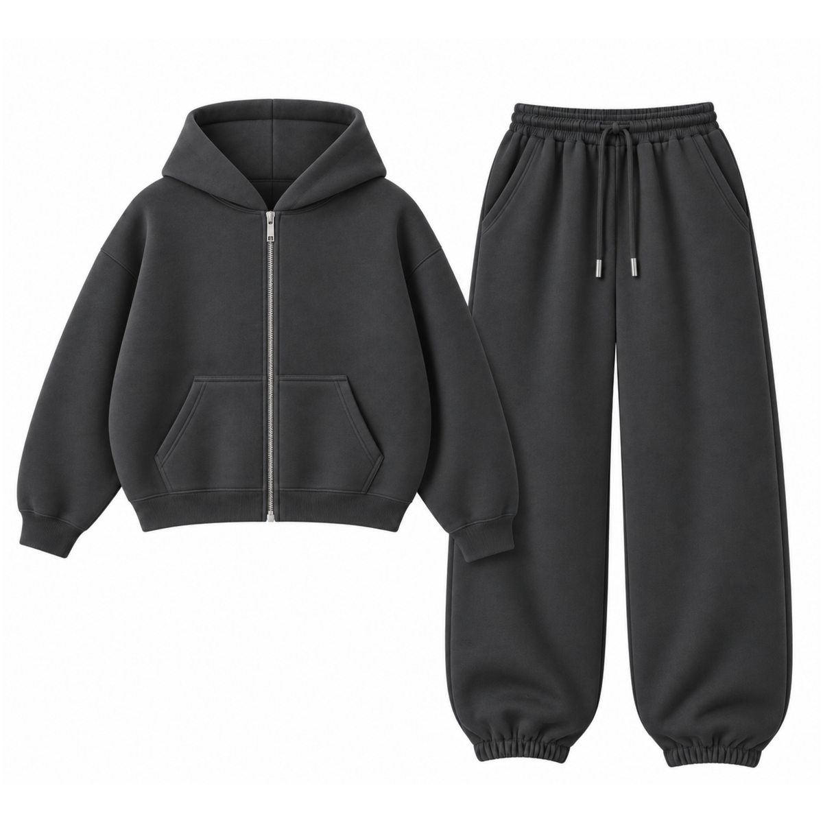 Charcoalgrey Oversized Sweatpant With Oversized Zipper