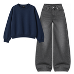 Black Vintage Baggy Jeans With Oversized Sweatshirt