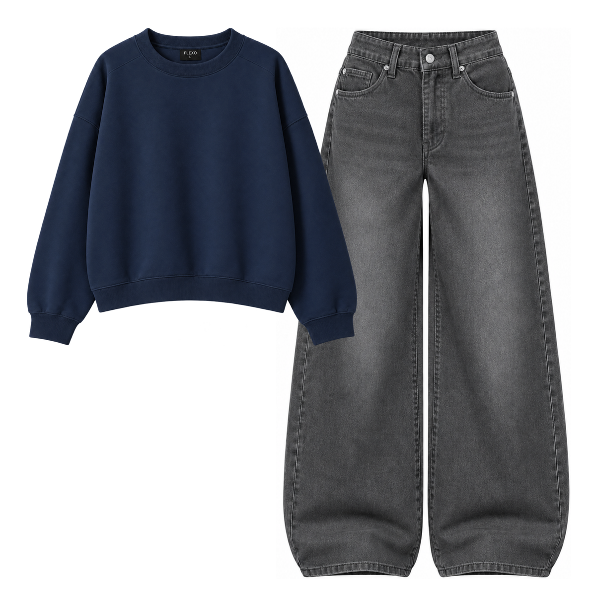 Black Vintage Baggy Jeans With Oversized Sweatshirt