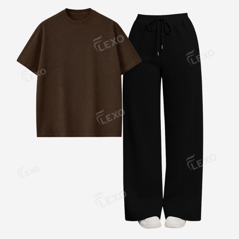Black Flapper With Oversized Drop Shoulder T-Shirt