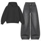 Black Vintage Baggy Jeans With Oversized Hoodie