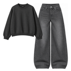 Black Vintage Baggy Jeans With Oversized Sweatshirt
