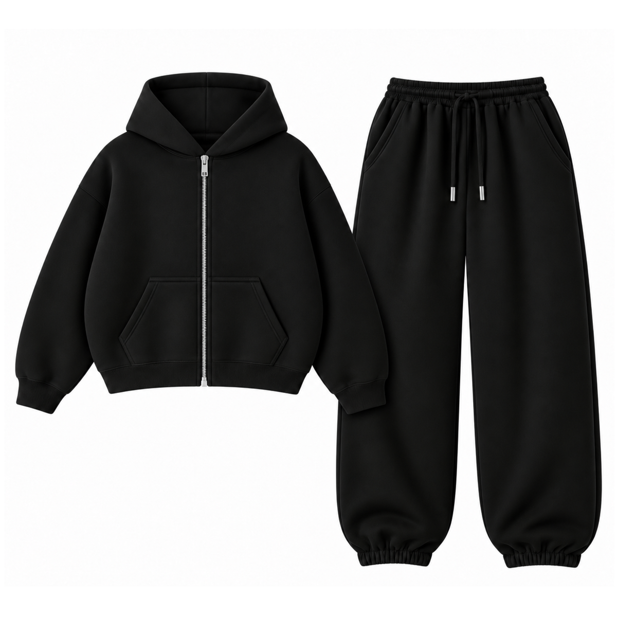Black Oversized Sweatpant With Oversized Zipper