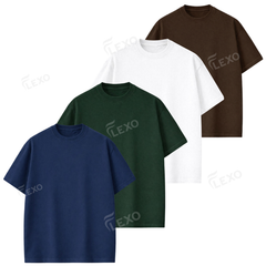 Pack Of 4 Oversized Drop Shoulder T-Shirts