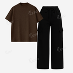 Black Cargo With Oversized Drop Shoulder T-Shirt