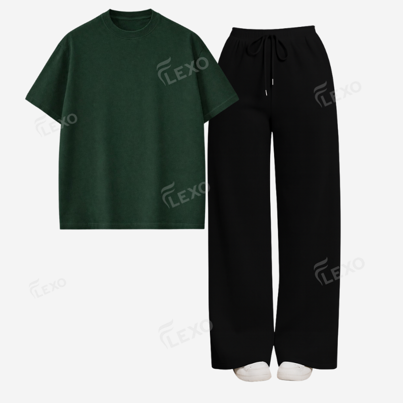 Black Flapper With Oversized Drop Shoulder T-Shirt