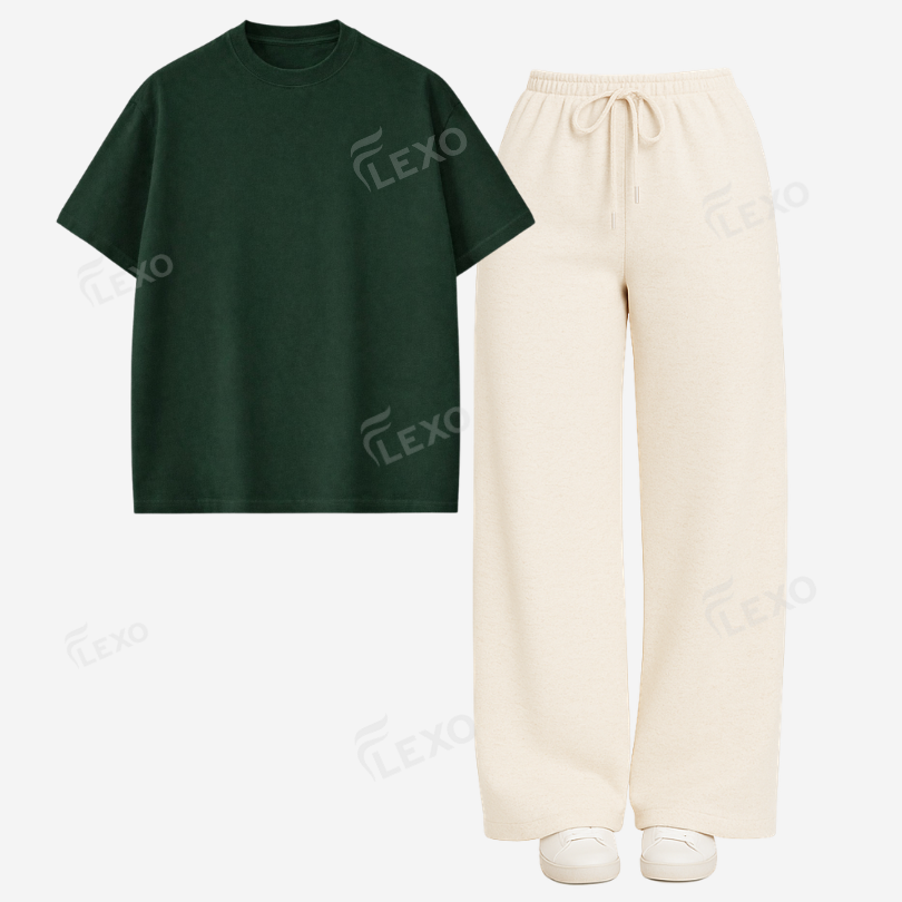Cream Flapper With Oversized Drop Shoulder T-Shirt