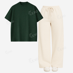 Cream Flapper With Oversized Drop Shoulder T-Shirt