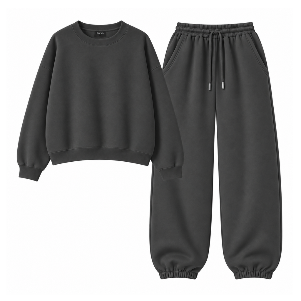 Charcoalgrey Oversized Sweatpant With Oversized Sweatshirt