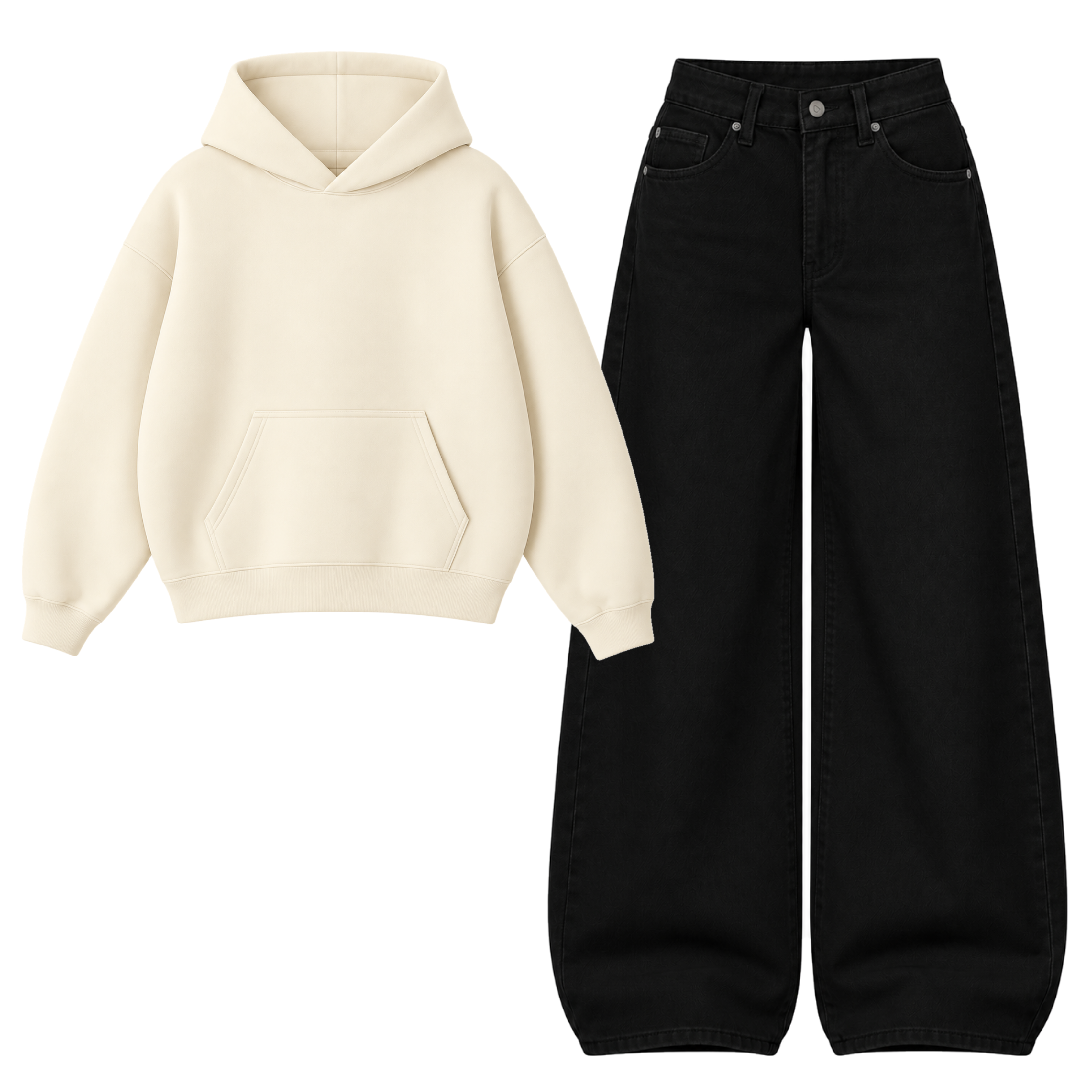 Black Baggy Jeans With Oversized Hoodie Secondary image