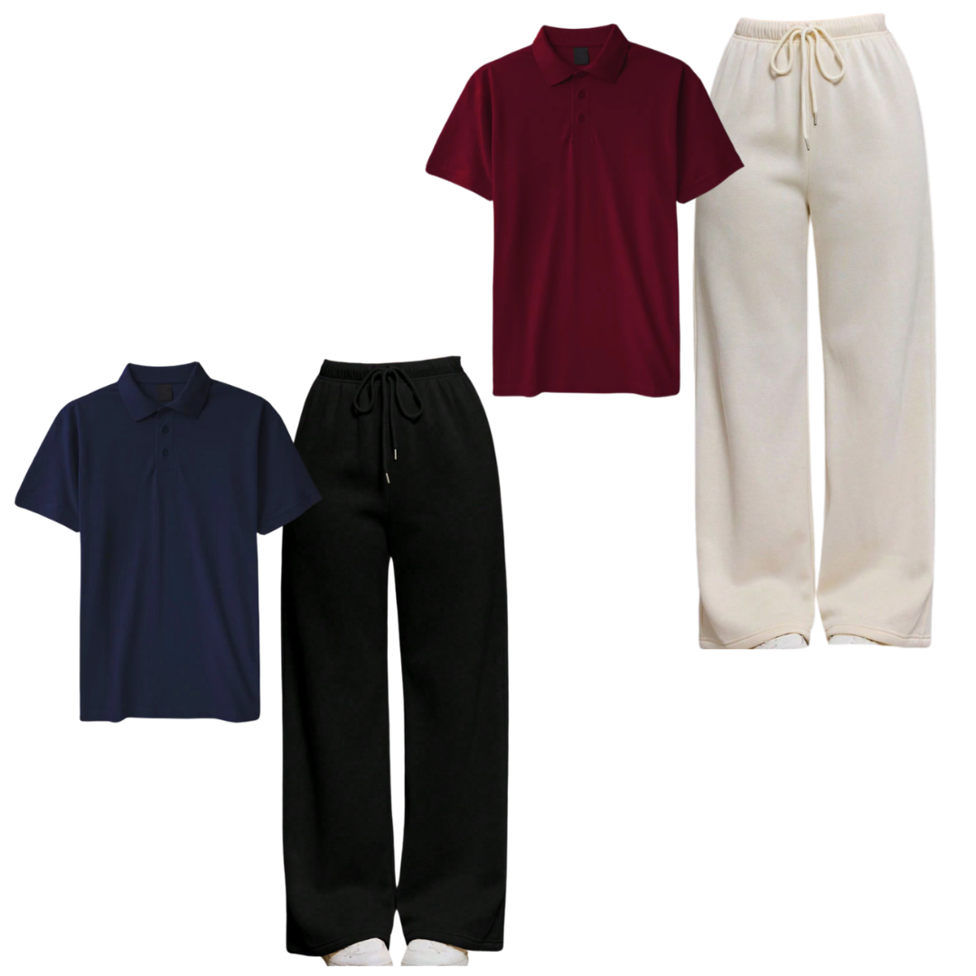Pack of Polos With Straight Leg Trousers