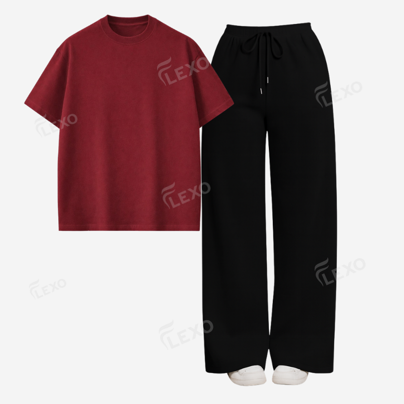 Black Flapper With Oversized Drop Shoulder T-Shirt