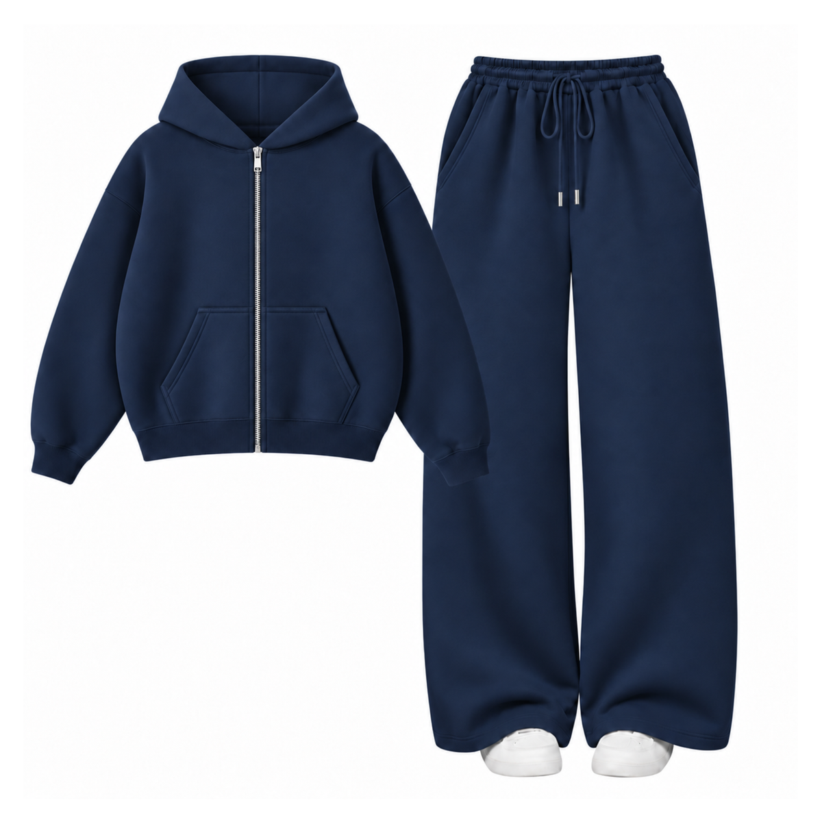 Navyblue Straight Leg Trouser With Oversized Zipper