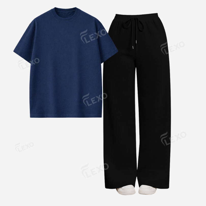 Black Flapper With Oversized Drop Shoulder T-Shirt