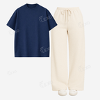 Cream Flapper With Oversized Drop Shoulder T-Shirt